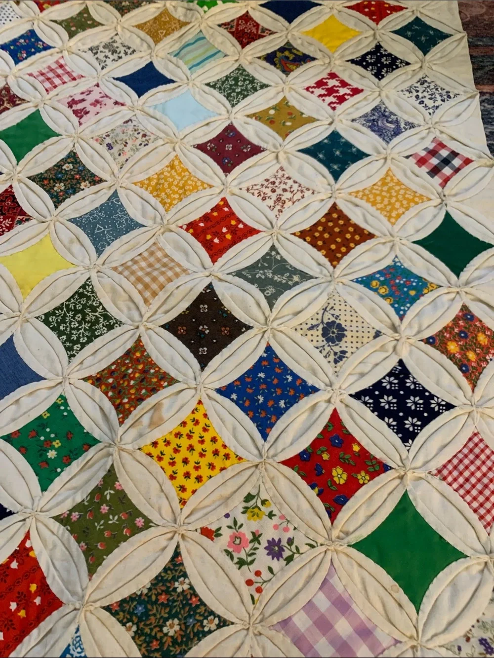 Beautiful vintage Handmade homemade quilted table runner